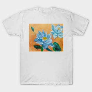 Two Blue Lotus on Gold T-Shirt